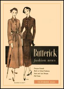 1945-1950 Butterick Magazine Dressmaking Pattern Design Covers 1949