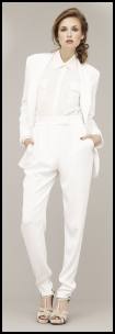 Marks & Spencer White Fluid Form Jacket, White Narrow Trousers, Shirt. 