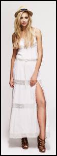  Thigh Split Lace Insert Maxi Dress