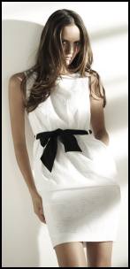 Phase Eight White Shift Dress - Black Bow.