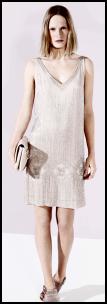 Biba Pastel Nude Beaded Retro Flapper Dress.
