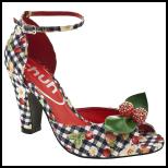 Schuh Cherry Pie Check Fruit Print Ankle Strap Peep Toe Shoe.