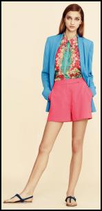 Warehouse Blue Jacke, Pink Shorts, Paisley Blouse .