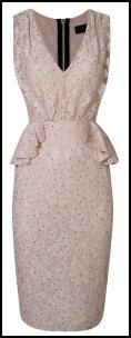 Pastel Pink Lace Peplum Dress.