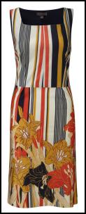 Hot Trend - Sunset Pencil Dress - Tropical Tribal Orange Gold Print.