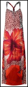 Tropical Red Flower Animal Print Maxi Dress.