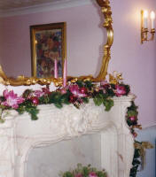Louis Style Fireplace Decorated with Festive Evergeen Swag