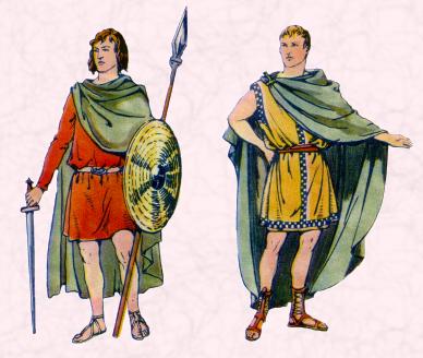 Romanised British Men in typical costume of the era.