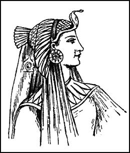 Colouring-in picture line drawing of Egyptian headdress. 