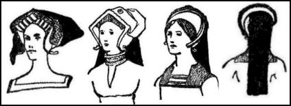Diamond Shaped Tudor Headdress Hairstyle Drawings.