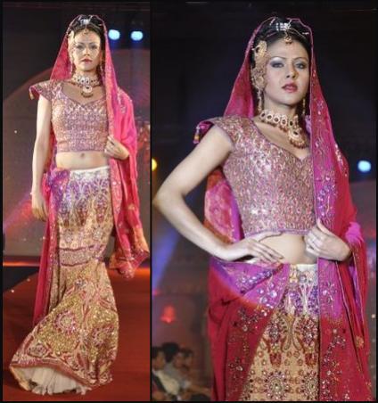 Fishtail Lehenga - Pink & Gold